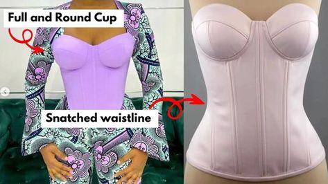 How to draft a DART-LESS CORSET BLOUSE with a FULL CUP and SNATCHED WAISTLINE Corset Drafting Pattern, How To Sew Corset Dress, How To Draft A Corset Pattern Tutorials, How To Cut Corset, How To Sew A Corset, How To Cut And Sew Corset, How To Sew Corset, Corset Pattern Tutorial, Bra Sewing Tutorial