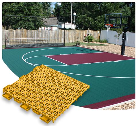 Cheap Basketball Court Diy, Diy Small Basketball Court, Diy Basketball Court Backyard Cheap, Basketball Goal Driveway, Small Outdoor Basketball Court, Diy Basketball Court, Full Court Basketball Backyard, Basket Training, Outdoor Sports Court