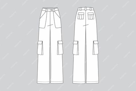 Premium Vector | Cargo woman pant cargo pants technical fashion illustration pants Drawing Of Cargo Pants, Cargo Pants Illustration, Cargo Pants Flat Sketch, Cargo Pants Technical Drawing, How To Draw Cargo Pants, Cargo Pants Sketch, Pants Technical Drawing, Cargo Pants Drawing, Happiness Template