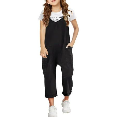 Size: S Recommended Age: 4-5 Years Bust: 70cm/27.6'' Length: 79cm/31.1'' Size: M Recommended Age: 6-7 Years Bust: 74cm/29.1'' Length: 88cm/34.6'' Size: L Recommended Age: 8-9 Years Bust: 79cm/31.1'' Length: 97cm/38.2'' Size: XL Recommended Age: 10-11 Years Bust: 85cm/33.5'' Length: 106cm/41.7'' Size: XXL Recommended Age: 12-13 Years Bust: 91cm/35.8'' Length: 115cm/45.3'' Girls Casual Sleeveless Jumpsuits Spaghetti Strap Loose Overalls Rompers Long Pants With Pocket 1 Piece Overalls Features: Gre Cute Clothes For 9-10, Preteen Outfits For Girls, Emily Outfits, Pant Romper Outfit, Cute Summer Rompers, Loose Overalls, Toddler Girl Romper, Romper Long Pants, Solid Color Jumpsuits