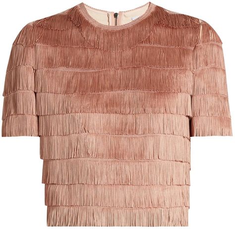 RAEY Short-sleeved fringed top Fringe Tops, Nude Shirt, Nude T Shirts, Shirts Crop Tops, Fringe Crop Top, Fringe Shirt, Shirts Crop, Rose Shirts, Tiered Tops