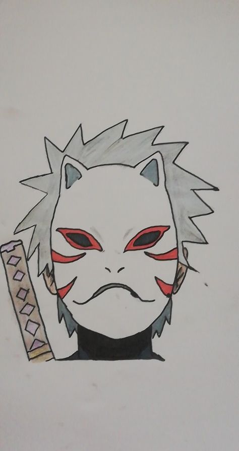 Kakashi Anbu drawing from Naruto # draw Kakashi Face Drawing, Kakashi Anbu Drawing, Naruto Simple Drawing, Kakashi Drawing Art, Naruto Drawing Pencil, Sasuke Drawing Easy, Kakashi Drawing Easy, Naruto Characters Drawings, Naruto Art Sketch