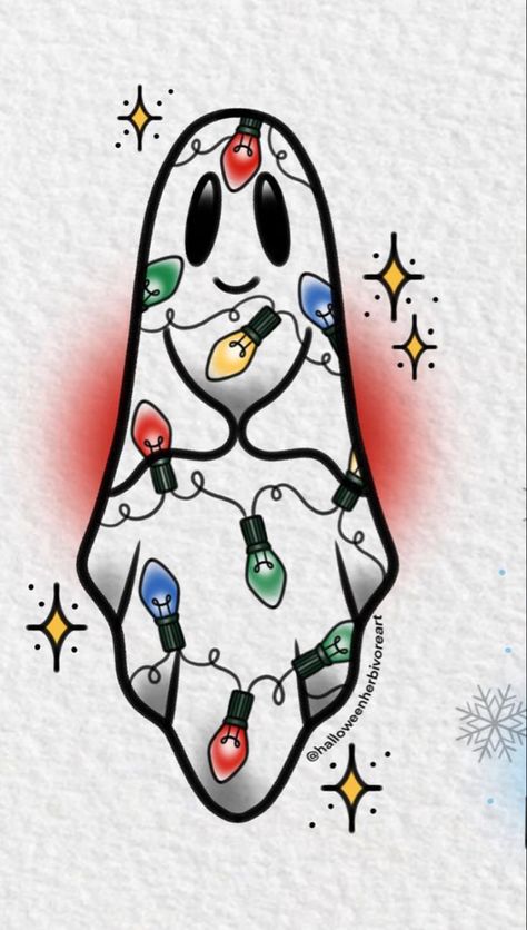 Funny Ornaments Diy, Spinning Christmas Tree, Cute Easy Paintings, Easy Disney Drawings, Scary Christmas, Christmas Ghost, Christmas Tattoo, Ghost Tattoo, Halloween Decals