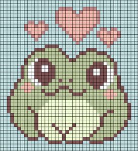 Alpha pattern #134750 | BraceletBook Alpha Pattern Cross Stitch, Frog Alpha Pattern, Cute Alpha Patterns, Alpha Patterns Pixel Art, Alfa Pattern, Minecraft Museum, Crochet Tapestries, Crochet Grid, Kawaii Cross Stitch