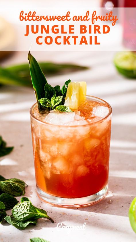 Take a trip to the tropics with this jungle bird cocktail. This rum cocktail blends pineapple and lime juice with rum and Campari. Jungle Bird, Jungle Birds, Rum Cocktail, Pineapple Juice, Cocktail Recipe, Simple Syrup, Lime Juice, Yummy Drinks, Cocktail Recipes