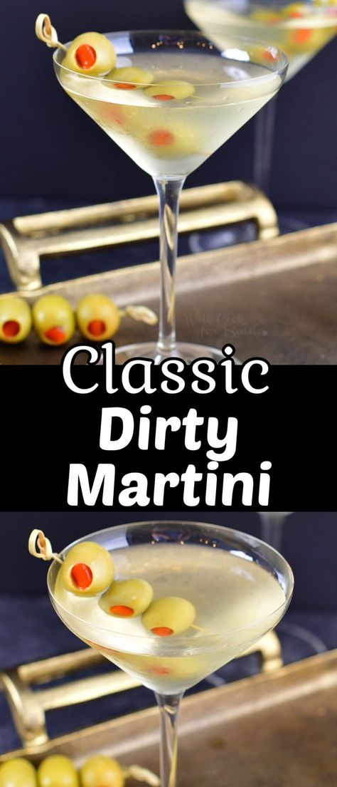 Dirty Martini is one of the most classic cocktails there is. It’s as classic as the martini itself and has been enjoyed for decades. This vodka martini features three simple ingredients and is made dirty from olive brine. Choose your favorite, good quality vodka and shake it up! The Making Of The Perfect Martini, Vodka Martini Recipes Dirty, Classic Martini Recipes Vodka, Extra Dirty Vodka Martini, Dirty Vodka Martini Recipe, Best Dirty Martini Recipe, Summer Martini Recipes, Dirty Gin Martini, Vodka Martini Recipes