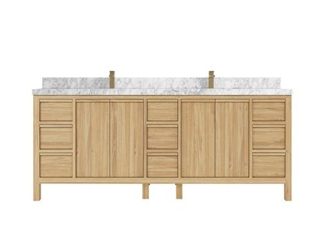 Willow Collections Elizabeth 84" Double Bathroom Vanity Set | Wayfair Bowl Sink Bathroom Vanities, Bowl Sink Bathroom, Natural Cabinets, Carrara Quartz, Farmhouse Bathroom Vanity, Vanity Room, Bathroom Size, Stunning Bathrooms, Double Sink Bathroom