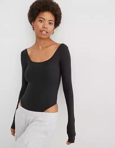 Bodysuits | Aerie Aerie Clothing, Aerie Bras, Mens Outfitters, Doc Martens, Cute Fits, Womens Bodysuit, Black Bodysuit, Body Suit, Long Sleeve Bodysuit