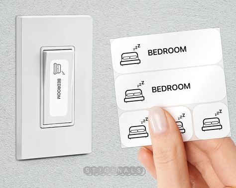 Switch Labels, Switch Decals, Bedroom Stickers, Light Switch Sticker, Switch Sticker, Room Stickers, Label Tag, Supplies Organization, Light Switch