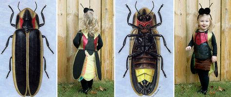 Anna Claire's firefly / lightning bug costume - made from scraps - only had to purchase the fabric paint/glitter and black pom poms - about ten dollars spent Lightning Bug Costume, Bug Costume Diy, Fly Costume, Firefly Costume, 2015 Halloween Costumes, Bug Costume, Lightning Bug, Stag Beetle, About Halloween