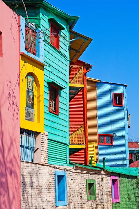 The most beautiful and colourful cities to visit in the world. How many have you been to? Buenos Aires, It Takes Two To Tango, Photo Deco, Cities To Visit, Colorful Places, Interesting Buildings, Blue City, It Takes Two, Places In The World