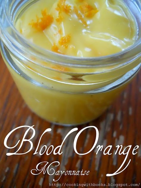 Blood Orange Mayonnaise recipe from Cooking with Books. Orange Mayonnaise, Morel Recipes, Thai Iced Coffee, Homemade Mayo, Mayonnaise Recipe, Homemade Pantry, Homemade Mayonnaise, Orange Sauce, How To Make Sandwich