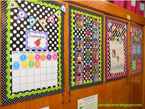 Polka Dot Classroom Theme, White Classroom, Calendar Birthday, Polka Dot Classroom, Classroom Decor Ideas, Birthday Boards, Polka Dot Theme, Classroom Decor High School, Prek Classroom