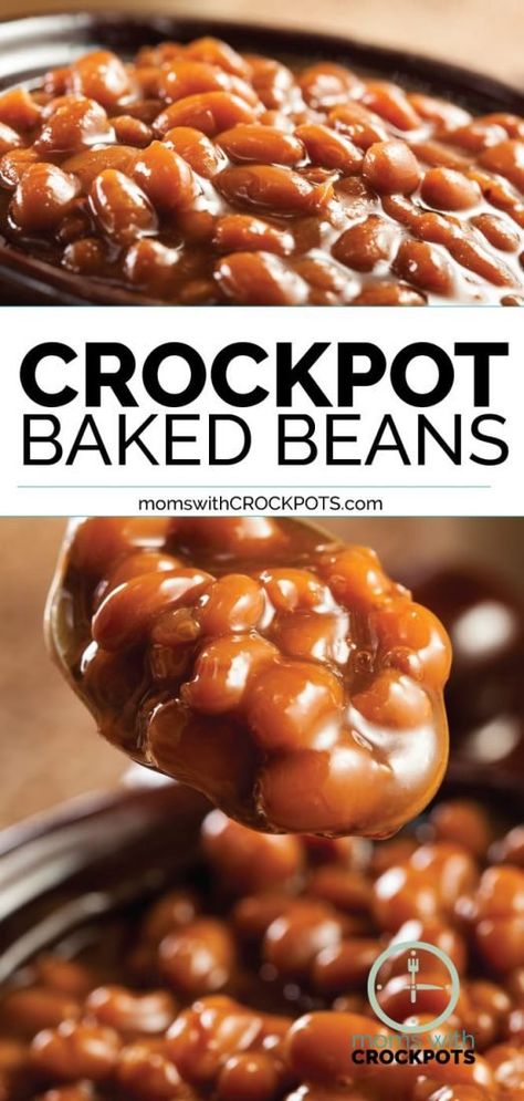 Crockpot Baked Beans Crock Pot Baked Beans, Crockpot Baked Beans, Beans Recipe Crockpot, Easy Bean Recipes, Simple Baked Beans Recipe, Baked Beans Crock Pot, Slow Cooker Baked Beans, Best Baked Beans, Easy Baked Beans