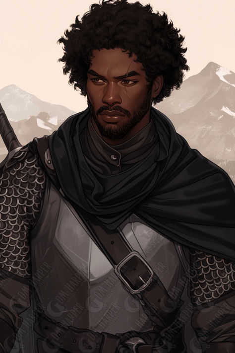 Zhentarim Mercenary, Human Fighter, The Seven Snakes (Storm King's Thunder) Black Man Oc Art, Dnd Fighter Aesthetic, Npc Pfp, Pugilist Character Art, Modern Mercenary Character Design, Dnd Human Fighter, Dnd Mercenary, Black Warrior Male, Mercenary Concept Art