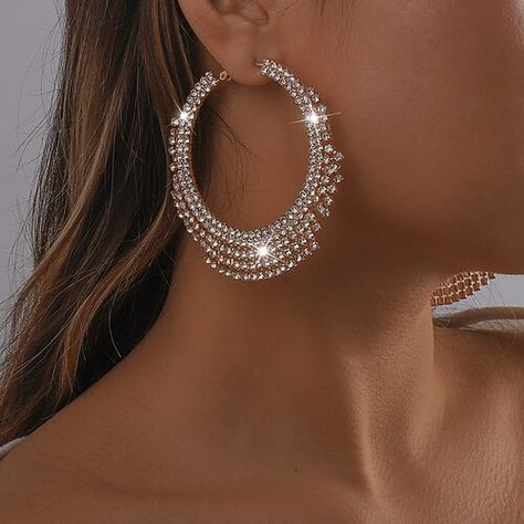 Gender:Women's; Quantity:1 Pair; Theme:Precious; Shape:Round; Style:Statement; Width of Earrings:7; Jewelry Type:Hoop Earrings; Occasion:Party,Wedding; Material:Imitation Diamond,Rhinestone; Length of Earrings:7.5; Design:Round Cut; Features:Cute; Front page:WE; Listing Date:07/27/2023 Bling Earrings, Crystal Jewellery, Crystal Hoop Earrings, Wedding Bridal Jewellery, Party Earrings, Large Hoop Earrings, Diamond Hoop Earrings, Crystal Drop Earrings, Mens Jewelry Bracelet