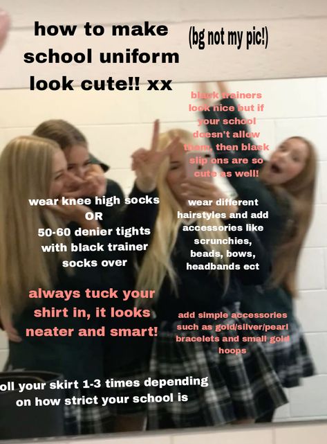 For the UK girlies who have to put up with scl uniform xx ❤️❤️💝 What To Put In Your Blazer For School, How To Look Good In Uniform Schools, Tips For Year 10 Uk, Tips For Year 8 Uk, Year 9 Tips Uk, What To Wear To An Escape Room, Tips For Year 7 Uk, How To Accessorize School Uniforms, Non School Uniform Day Outfit Uk