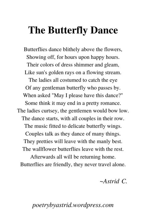 The Butterfly Dance | a poem by Astrid C. | Poetry by Astrid Poetry About Dancing, Poems About Dancing, Poem About Butterflies, Dance Poems, Butterfly Poetry, Poetry About Her, Dance Poetry, Butterfly Poems, English Moral Stories