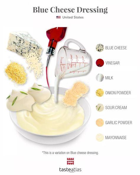 Spicy Buffalo Wings, Traditional Dressing, Blue Cheese Recipes, Dip Sauce, Blue Cheese Dressing, Food Infographic, Homemade Spices, Buffalo Wings, Cooking Ingredients