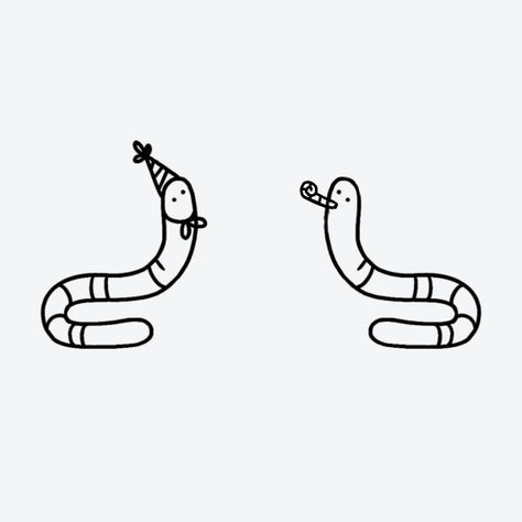 Tiny Worm Tattoo, Funny Worm Tattoo, Matching Snail Tattoo, Worm Tattoo Ideas, Cute Worm Tattoo, Bro Tattoos Friends, Pookie Tattoo, Worm Drawing Cute, Three People Tattoos