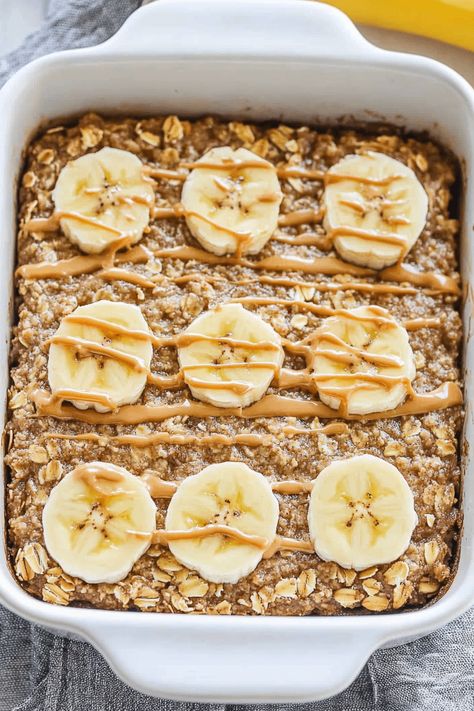 Peanut Butter Banana Baked Oatmeal Pb J Baked Oatmeal, Peanut Butter Oatmeal Bake, Baked Oatmeal Banana, Banana Oatmeal Bake, Peanut Butter Baked Oatmeal, Peanut Butter Banana Baked Oatmeal, Oatmeal Baked, Peanut Butter Banana Oatmeal, Pb2 Recipes