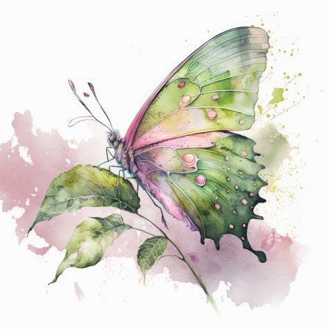 Watercolor Butterfly Painting, Goa Photos, Monarch Butterfly Watercolor, Pink And Green Butterfly, Butterfly Watercolor Painting, Painting Clipart, Painting Butterflies, Simple Watercolor Flowers, Butterflies Clipart