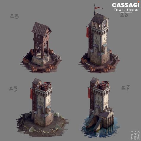 ArtStation - isometric buildings for Tower Forge Tower Concept Art, Tower Concept, Isometric Game, Tower Defense, Game Concept Art, Game Concept, Modular System, Defense, Random Stuff