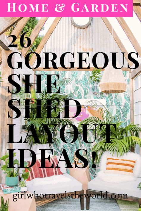 Cheap She Shed Ideas Interior, She Shed Interior Ideas Decor, She Sheds Ideas Interior, Greenhouse Decorating Ideas Interiors, She Shed Interior Woman Cave, Shed Decorating Ideas Exterior, Cheap She Shed Ideas, She Shed Ideas Interior Small Spaces, Small Shed Ideas Hangout