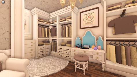 bloxburg bedroom ideas Closet Designs Bloxburg, Bloxburg House Ideas Rich, Bloxburg Walking Closet, Walk In Closet Bloxburg Ideas, 2x2 Closet Bloxburg, Bloxburg Walk In Closet Ideas, Closet Ideas Bloxburg, Wardrobe Bloxburg, Old Money Bloxburg