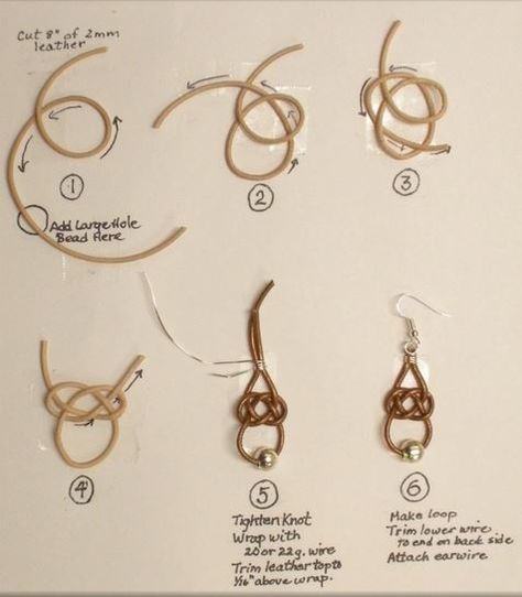 Judy Larson's Leather Celtic Knot Earrings Tutorial Celtic Knot Jewelry, Celtic Knot Earrings, Earrings Tutorial, Make Earrings, Pola Gelang, Jewelry Knots, Wrapped Earrings, Jewelry Techniques, Earring Tutorial