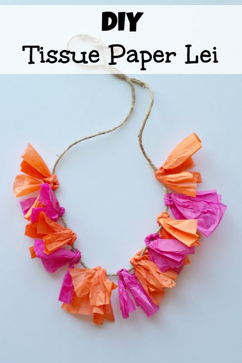 This tutorial shows a quick and easy way to make a tissue paper lei. It’s perfect for summer parties, especially Hawaiian or pool party themes, and a craft that the kids can be involved in. It’s bright, colourful and will be perfect for your summer entertaining. Tissue Paper Lei, Paper Lei, Luau Crafts, Teenage Party Games, Hawaiian Crafts, Pool Party Themes, Tissue Paper Crafts, Luau Theme Party, Summer Camp Crafts