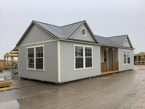 We cannot get over how beautiful this cabin is! 😍 The Exotic - 16x42 - $23,796.61 tax included The exotic floorplan is made with a one bedroom, large living room and spacious kitchen - Open concept. #GiddingsTexas #Texas #Giddings #customcabins #derksenportablebuildings #portablebuildings #portablegarages #metalcarports #metalgarages #barns #barndominium #custombarns #shedtohouse #runinshed #dogkennels #playhouses #greenhouses #horseshed 640 Sq Ft House, 16 X 42 Floor Plans, Simple Low Cost House Plans, How To Build A Small House Diy, 16x38 Floor Plans, Tiny Home Above Garage, 16 X 48 Floor Plans Layout, Shed Homes Floor Plans, Shed Home Floor Plans Layout