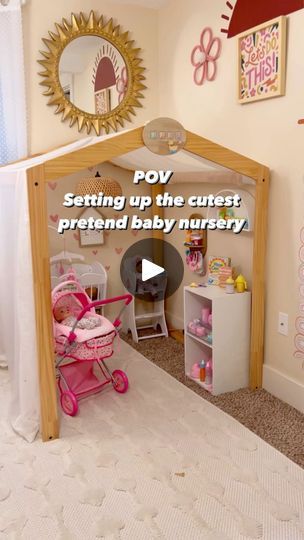 92K views · 6.7K reactions | My kids favorite pretend play theme is nursery!   Love all the different toys that bring this space to life!   #toys #pretendplay #pretendplaytoys #imaginativeplay #playtime #playtogether #playfun #playingislearning #playmatters #playbasedlearning #playideas #play | Ashley Guy | Minnz Piano · Sweet Nothing Playroom Centers Play Spaces, Baby Doll Nursery Playroom Ideas, Doll Area In Playroom, Pretend Playroom, Kids Pretend Play Area, Small Toy Room Ideas, Kids Play Corner In Living Room, Tiny Playroom Ideas, Baby Doll Play