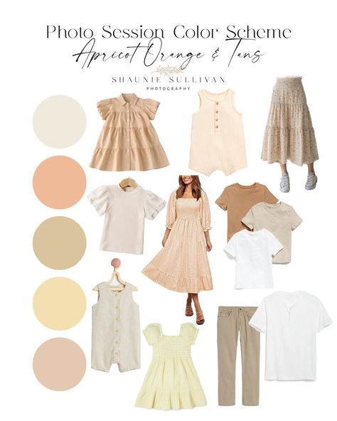 Family Pictures Peach Color Schemes, Peach Family Photos, Mom Family Picture Outfit, Yellow Family Photo Outfits, Yellow Family Pictures, Color Scheme For Family Pictures, Family Photo Color Palette, Summer Family Picture Outfits, Photo Color Palette