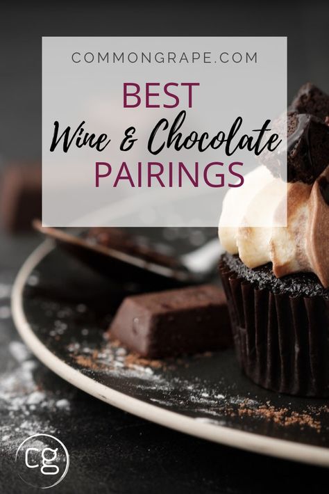 The key to a successful wine and chocolate pairing is to make sure the wine is sweeter than the chocolate. Otherwise, the wine can have a bitter flavor. Follow these easy tips for awesome wine pairings. commongrape.com #winepairings #chocolatepairings #wineandchocolate Wine And Dessert Pairing, Wine Tasting Appetizers, Wine And Chocolate Pairing, Coconut Wine, Wine Pairings Chart, Dessert Wine Pairing, Sangiovese Wine, Red Wine Pairing, Dark Chocolate Desserts