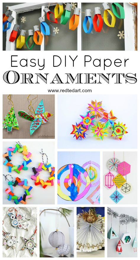 Oh the wonders of PAPER! We love Paper Crafts for Kids and we LOVE Christmas Ornaments. Gorgeous Paper Christmas Ornament DIYs for you Ornament Diy Ideas, Christmas Ornament Diy, Paper Christmas Ornaments, Ornament Diy, Christmas Decorations For Kids, Christmas Paper Crafts, Paper Ornaments, Easy Christmas Crafts, Paper Christmas