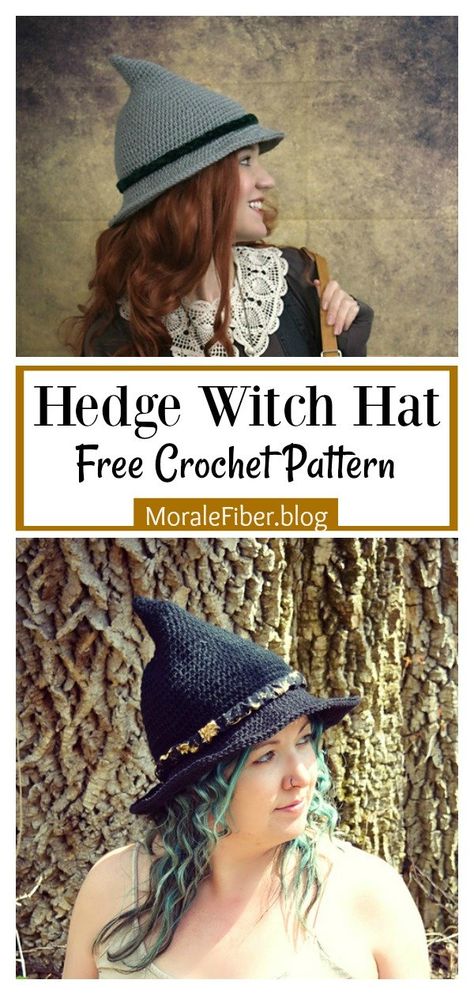 Crochet Witch Hat, Crochet Witch, Crochet Wearables, Hat Patterns Free, Crochet Halloween, Witch Hats, Halloween Crochet Patterns, Halloween Witch Hat, Crochet Hats Free Pattern