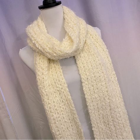 Mixit Cream Colored Soft Knit Scarf Knit Aesthetic, Cream Scarf, Scarf Knit, Soft Scarf, Cream Colour, Off White Color, Long Scarf, Knit Scarf, Soft Knits