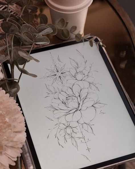 Nay | Tattoo artist on Instagram: "New available design🖤 Peonies with ornament - all what you love🌙" Peony Sternum Tattoo, Peony Mandala Tattoo, Ornamental Floral Tattoo, Womens Shoulder Tattoo, Floral Ornamental Tattoo, Peony Tattoo Design, Tattoo Ornament, Ornament Tattoo, Women's Shoulder Tattoo