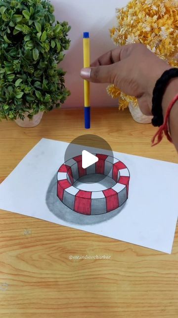 Cool 3d Drawings, How To Draw 3d Drawings, 3d Circle Drawing, Easy Cute Drawings For Kids, Art With Circles, Circle Illusion, 3d Design Art, 3d Illusion Drawing, Drawing For Kids Easy