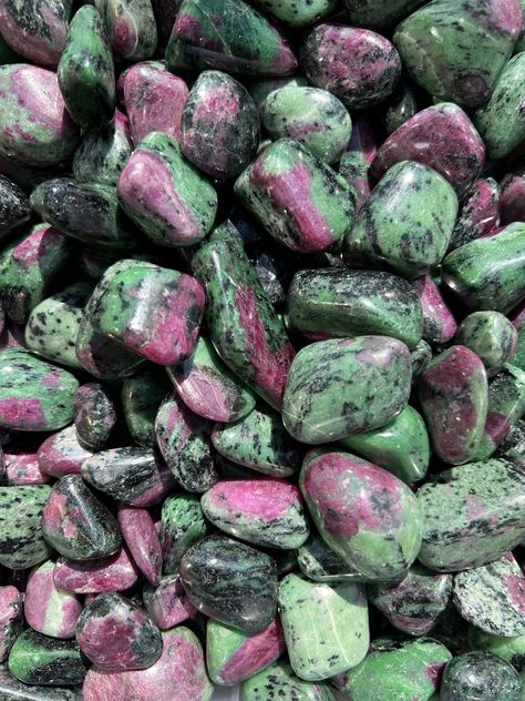 "Ruby Zoisite Stone (0.5\" - 2\") Grade AAA ruby zoisite tumbled stones - Ruby in Zoisite Crystal Anyolite - ruby zoisite crystal - ruby stone Listing is for (1) tumbled gemstone. Sizing is between 1/2\" to 2\". These are STOCK PHOTOS. Because they are natural stones, will vary in size and characteristics. Zoisite with Ruby is a natural mineral formation that has a pleasing color with the deep red ruby contrasting with the green zoisite. Ruby in Zoisite is said to be used to: Bring harmony to re Earthy Crystals, Beautiful Scented Candles, Iolite Stone, Ruby In Zoisite, Spiritual Crystals, Love Rocks, Ruby Zoisite, Rock Collection, Ruby Stone