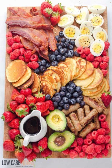 keto Breakfast Charcuterie Board Breakfast Charcuterie Board, Breakfast Charcuterie, Breakfast Meat, Breakfast Platter, Low Carb Fruit, Birthday Breakfast, Charcuterie Inspiration, Charcuterie Recipes, Summer Snacks