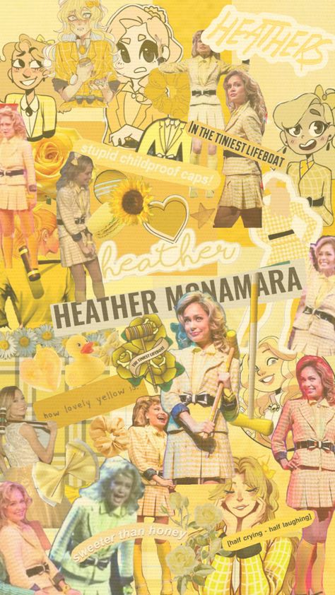 #heathers #heather #heathermcnamara #yellow Heathers Wallpaper, Heathers The Musical, Broadway Musicals, Theatre Kid, Iphone Background Wallpaper, Musical Theatre, Iphone Background, Aesthetic Wallpaper, Heathers