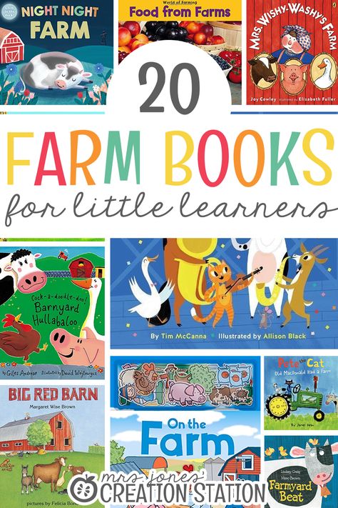 Teaching our little learners about the farm is such a fun unit to get to explore! They’ll love learning about how food grows, the animals on the farm, and so much more! There are so many fun ways to go through this unit and watch them learn. It’s even more fun as you read through farm books related to this unit. 20 Farm Books for Little Learners - Mrs. Jones' Creation Station #Farm #Books #Reading #TeachersPayTeachers #MrsJonesCreationStation Animals On The Farm, Books For Preschool, Farm Lessons, Farm Theme Preschool, Farm Books, Farm Unit, Farm Preschool, Farm Activities, Creation Station