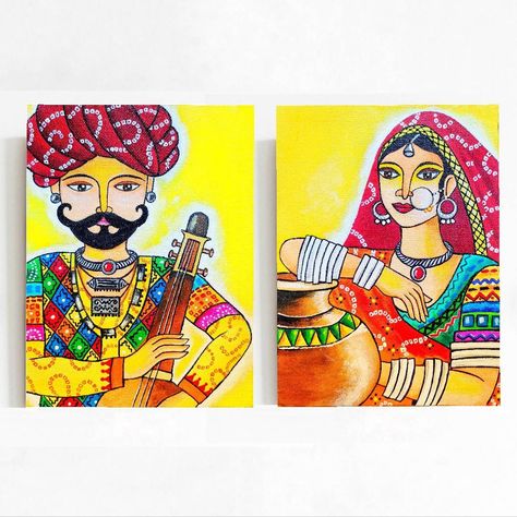 Buy Rajasthani Canvas Painting Rajasthan Wall Decor Gujarati online on Etsy India. Shop for handmade, vintage and unique Acrylic Paintings items from ArtGalloreIndia online on Etsy Rajasthani Canvas Painting, Rajasthani Drawing, Indian Canvas Painting, Canvas Painting Indian, Rajasthani Painting, Rajasthani Art, Indian Art Gallery, Indian Painting, Canvas Paint