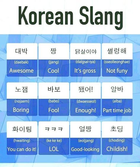 Basic Phrases In Korean, Random Words In Korean, Really In Korean, Everyday Korean Phrases, Korean Slang Phrases, Korean Alphabet Hangul Practice, Simple Words In Korean, Basic Words In Korean, Korean Slang Words