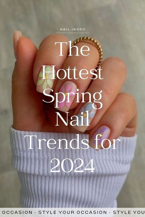 Spring 2024 Nail Trends. Searching for trendy spring nail ideas for 2024? Look no further! Explore the latest spring nail trends we're loving right now. From chic and simple designs to almond-shaped or acrylic nails, we've got all the inspiration you need for pretty nails this spring. Spring Nails Ideas, Popular Nail Colors, Spring Break Nails, New Nail Trends, Simple Spring Nails, 2023 Pink, Nails Gold, Spring Acrylic Nails, Nail Color Trends