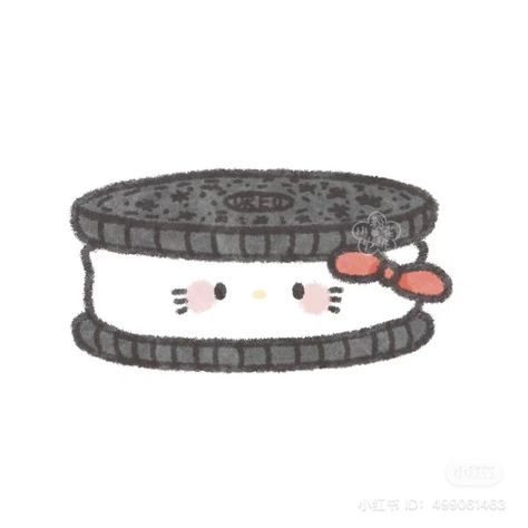 Oreo Doodle, Hello Kitty Oreos, Oreo Drawing, Hello Kitty Pfps, Sanrio Doodles, Sanrio Drawings, Images Hello Kitty, Kitty Cafe, Hello Kit