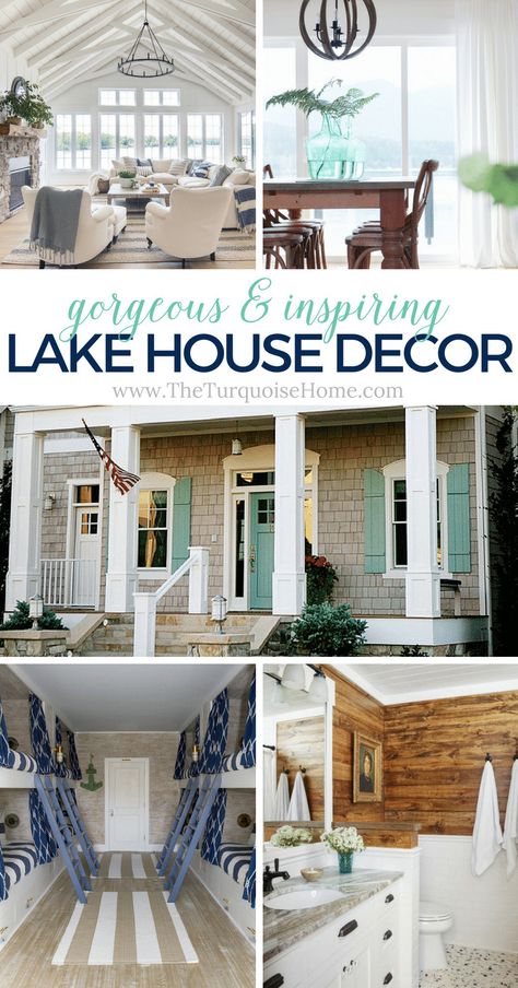 Beautiful Lake House Decor {inspiration} - The Turquoise Home Lake House Decorating, Lake House Interior, Modern Lake House, Lake Decor, Diy Posts, Blogger Home, The Lake House, Home Decor Blog, Lake House Ideas