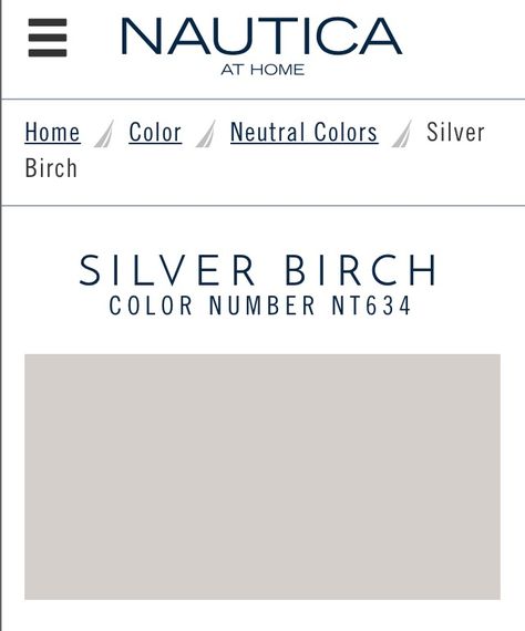 Silver Birch Nautica Color Paint. NT634 Silver Birch Paint Color, Silver Birch Neptune Paint, Glidden Paint, Bath Paint, Perfect Paint Color, Relaxing Colors, Silver Birch, House Color Schemes, Living Room Update